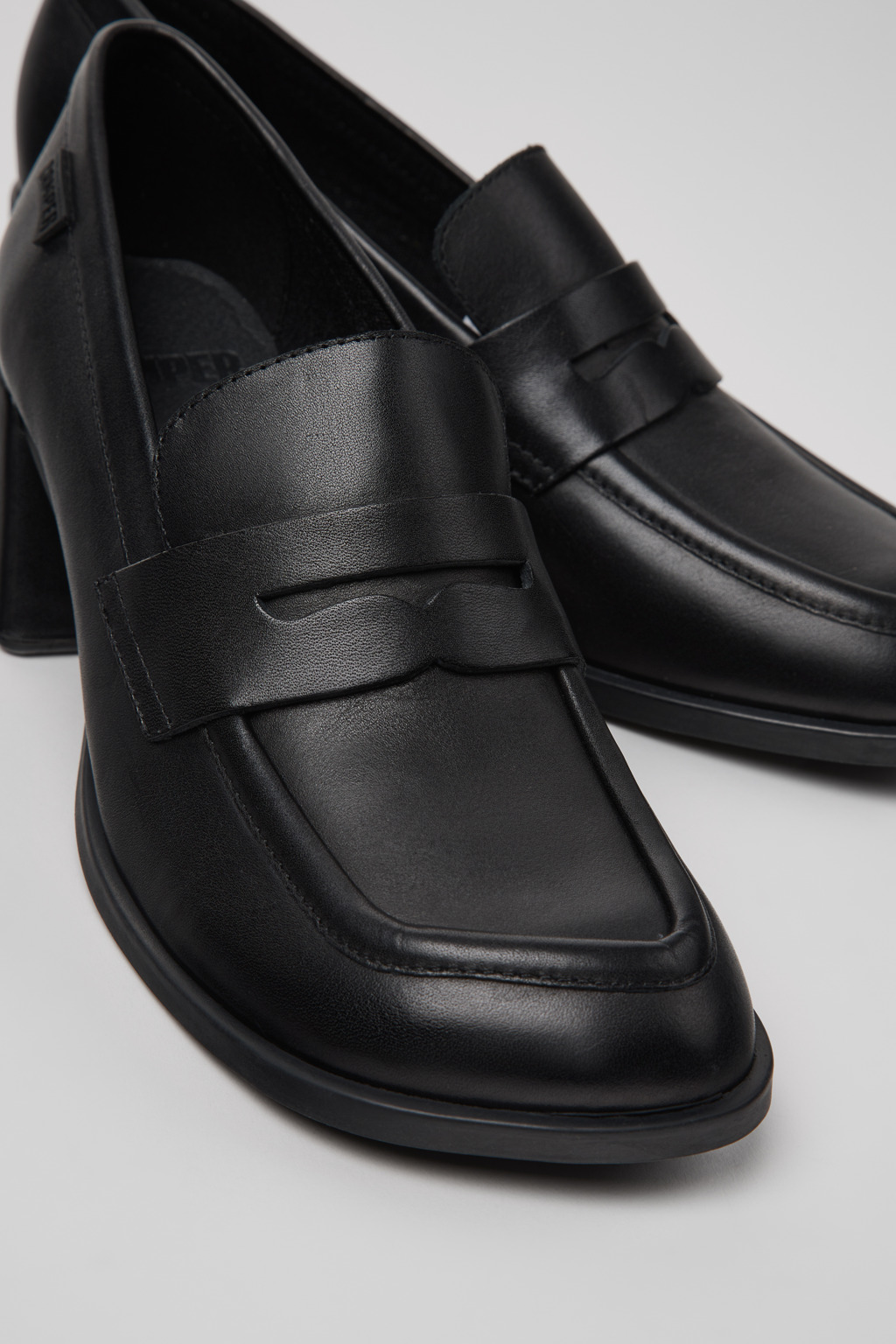 Kora Black Leather Moccasins for Women.