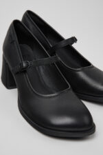 Kora Black Leather Heels for Women.