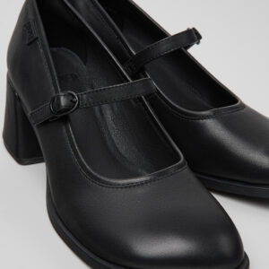 Kora Black Leather Heels for Women.