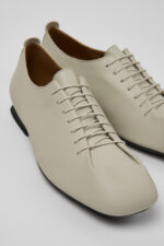 Casi Myra Beige Leather Shoes for Women.