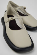Onda Gray Leather Ballerinas for Women.