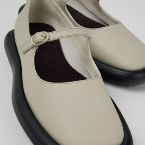 Onda Gray Leather Ballerinas for Women.