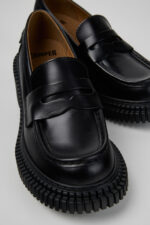 Pix London Black Leather Moccasins for Women.
