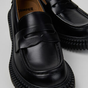 Pix London Black Leather Moccasins for Women.