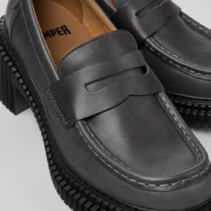 Pix London Gray Leather Moccasins for Women.