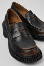 Pix London Black and Brown Leather Moccasin Nautical Shoes for Men.