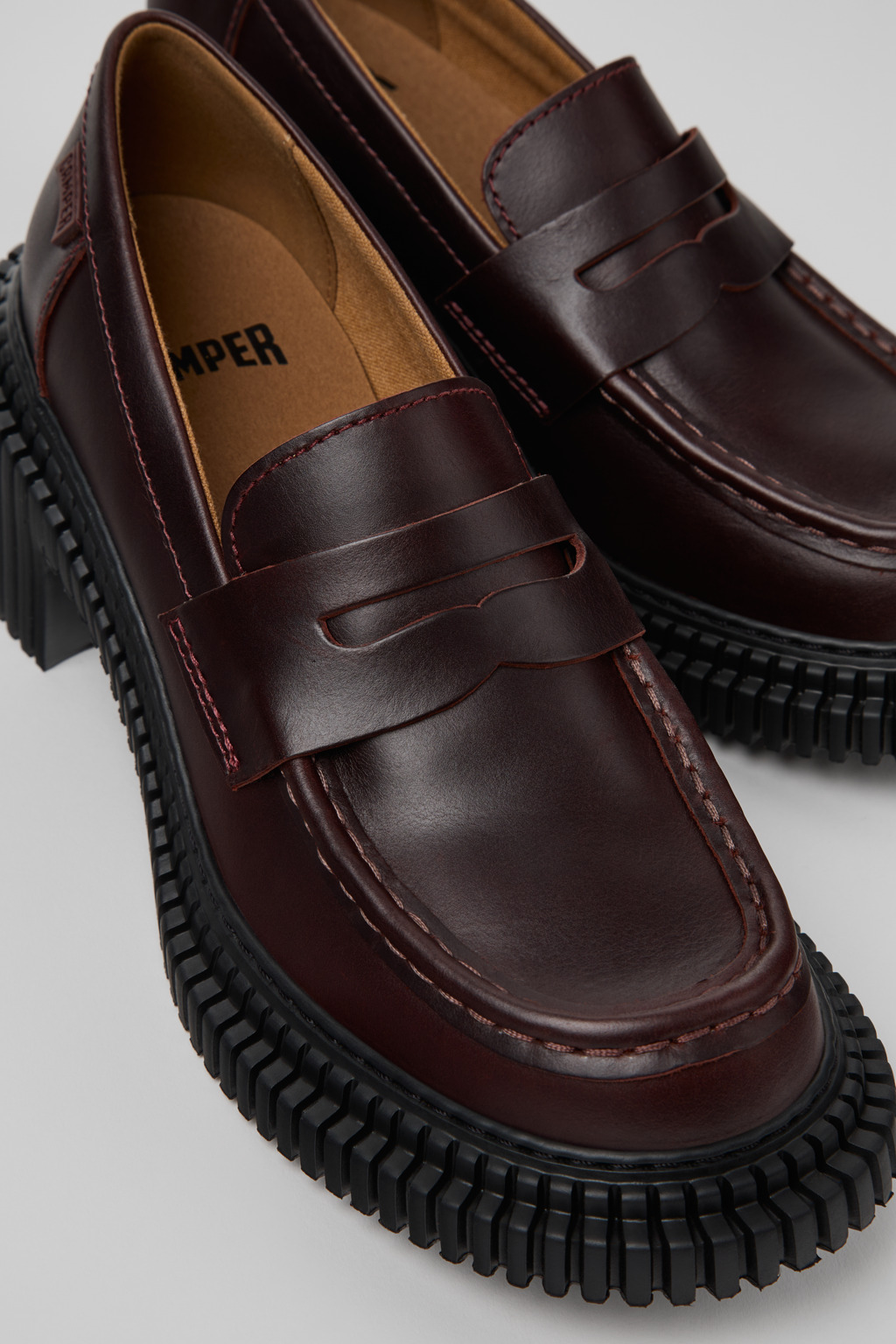 Pix London Burgundy Leather Moccasins for Men.