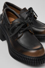 Pix London Black Leather Moccasins for Women.