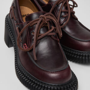 Pix London Burgundy Leather Moccasin Shoes for Women.