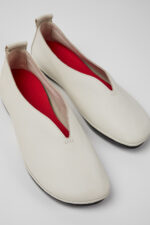 Right Nina White Leather Ballerina Shoes for Women.