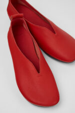 Right Nina Red Leather Ballerinas for Women.