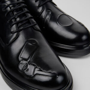 Twins Black Leather Shoes for Women.