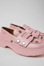 Twins Pink Leather Moccasins for Women.