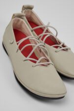 Right Nina Gray Leather Ballerina Shoes for Women.