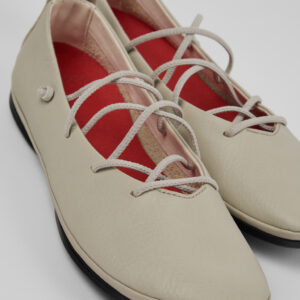 Right Nina Gray Leather Ballerina Shoes for Women.