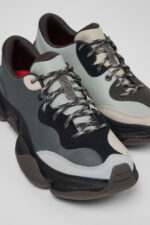 Twins Gray and Black Leather and Nubuck Sneakers for Women.