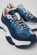 Twins Blue and Gray Leather Sneakers for Women.