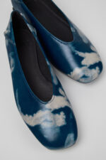 Casi Myra Blue and Gray Leather Ballerinas for Women.