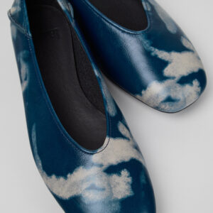 Casi Myra Blue and Gray Leather Ballerinas for Women.