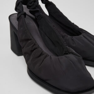 Karole Black Textile Semi-Open Shoes for Women.