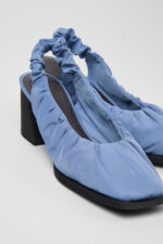 Karole Blue Textile Semi-Open Shoes for Women.