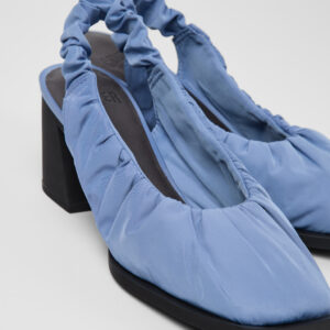 Karole Blue Textile Semi-Open Shoes for Women.