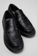 Twins Black Leather Moccasins for Women.