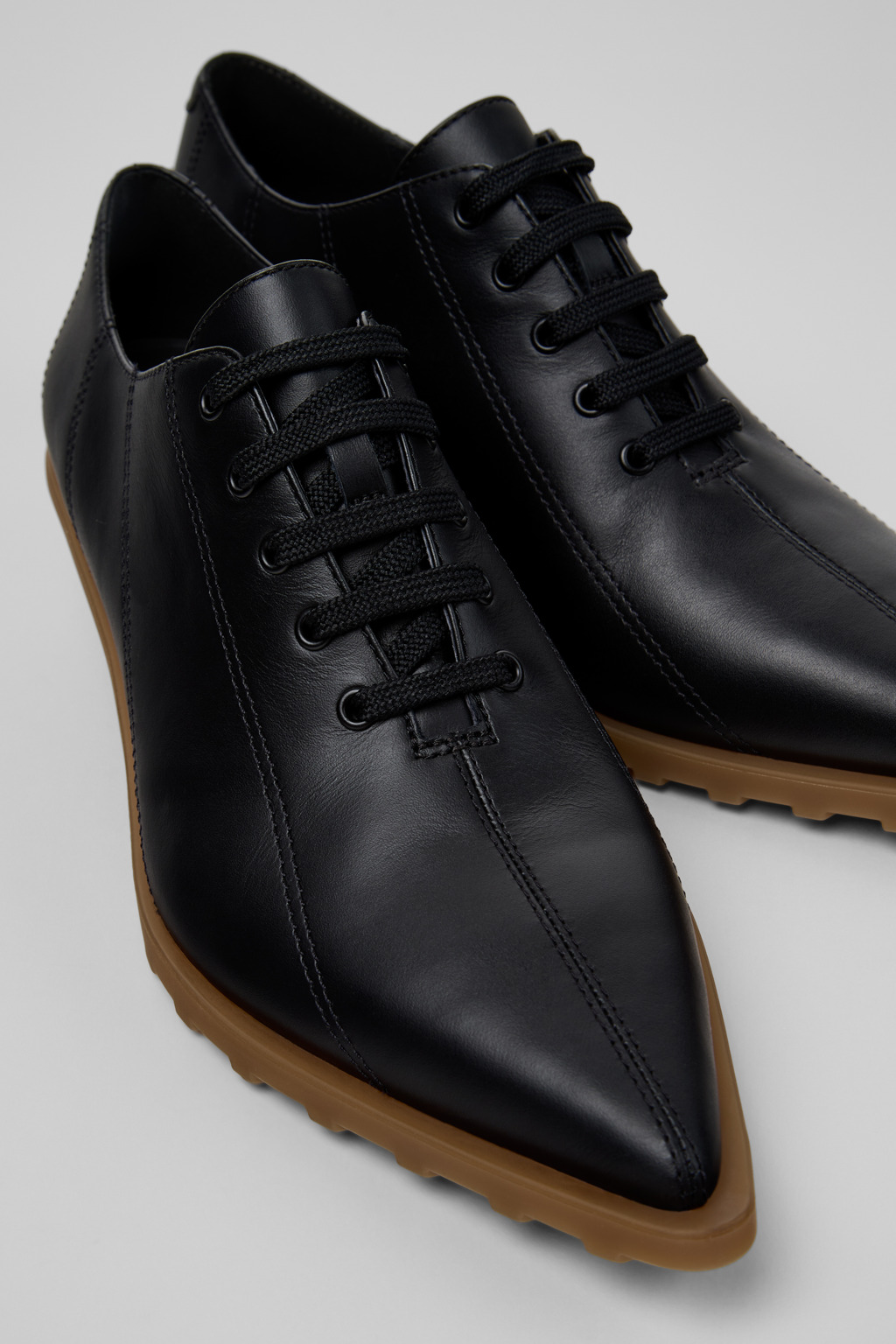 Anita Black Leather Shoes for Women.