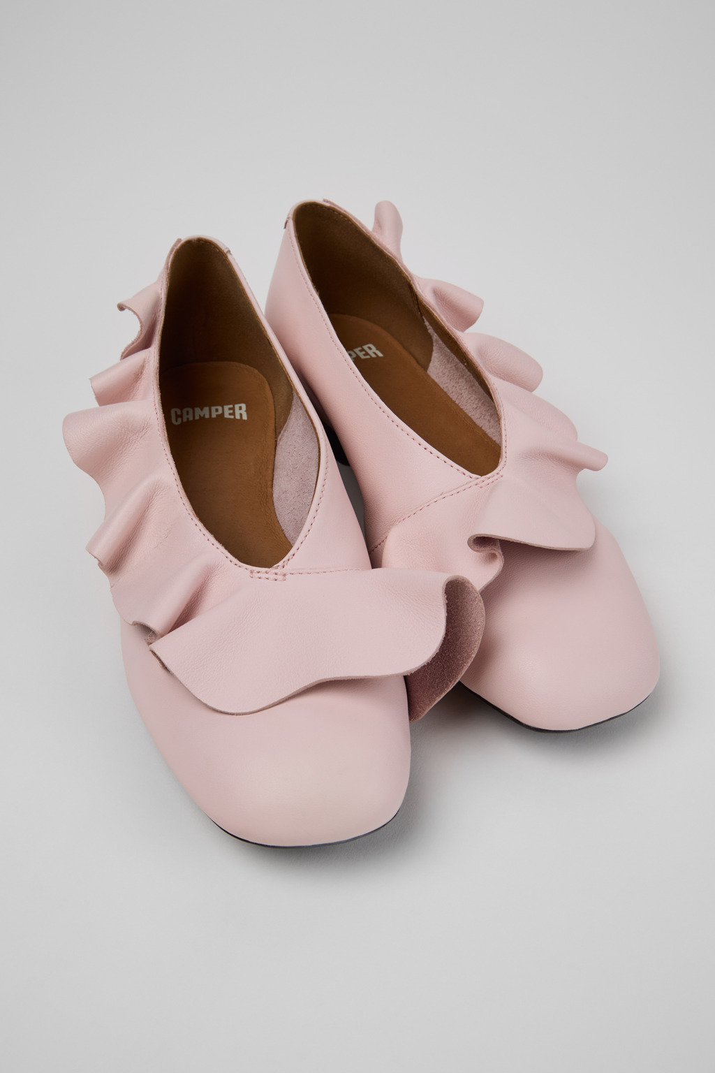 Casi Myra Pink Leather Ballerinas for Women.