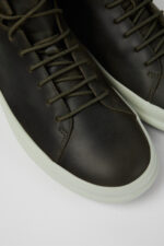 Chasis Green-gray leather shoes for men