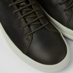 Chasis Green-gray leather shoes for men