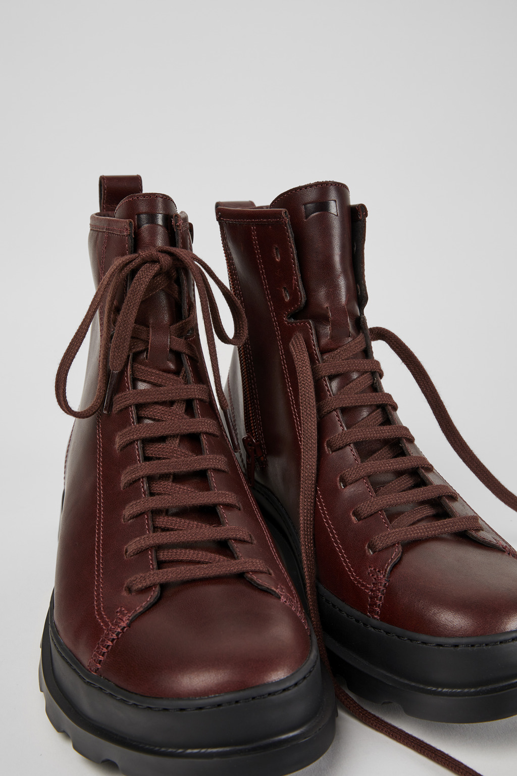 Brutus Burgundy leather lace-up boots