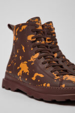 Brutus Burgundy and orange leather ankle boots for men
