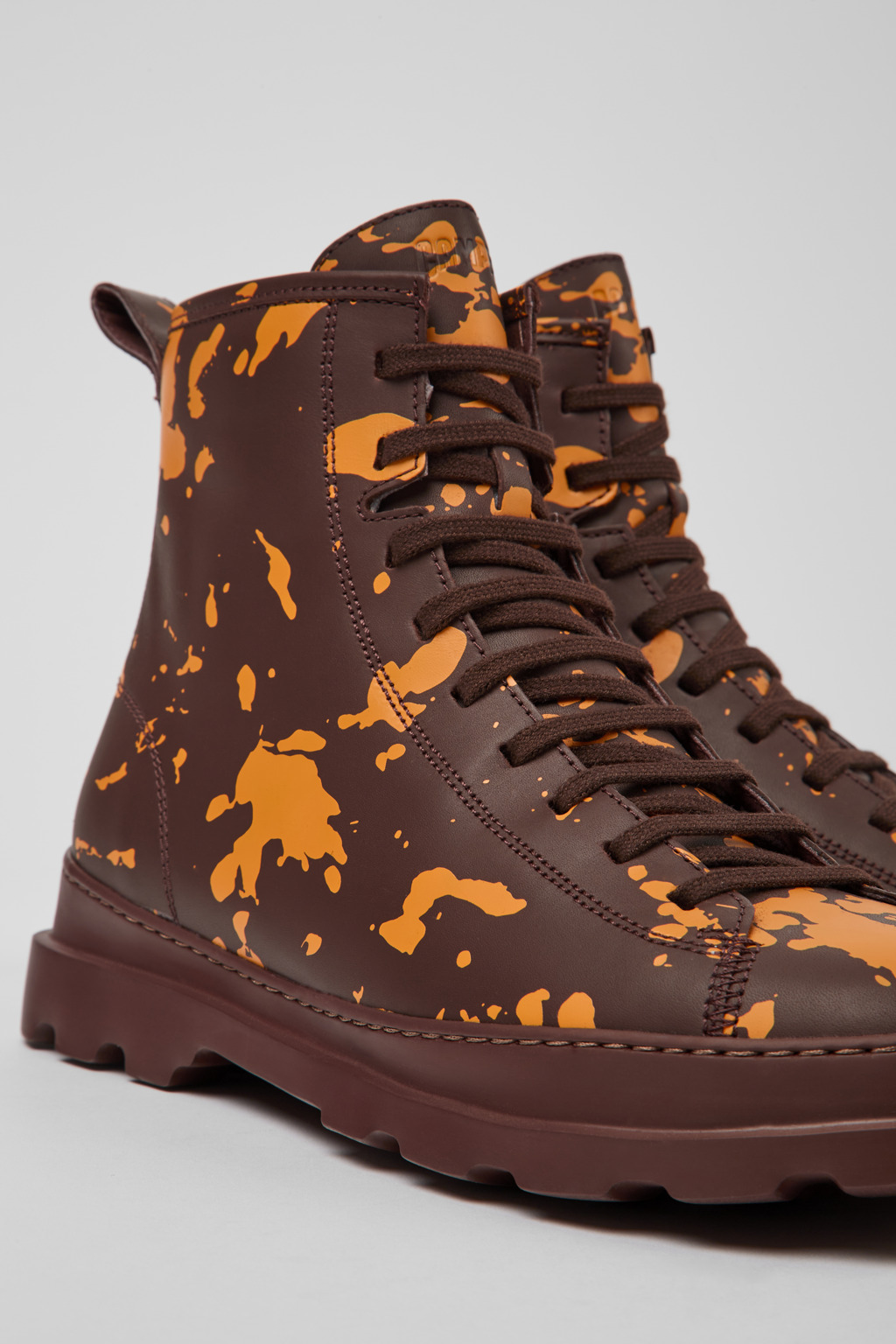 Brutus Burgundy and orange leather ankle boots for men