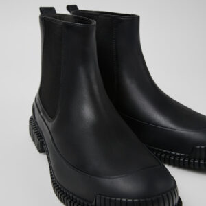 Pix Black Leather Ankle Boots for Men.