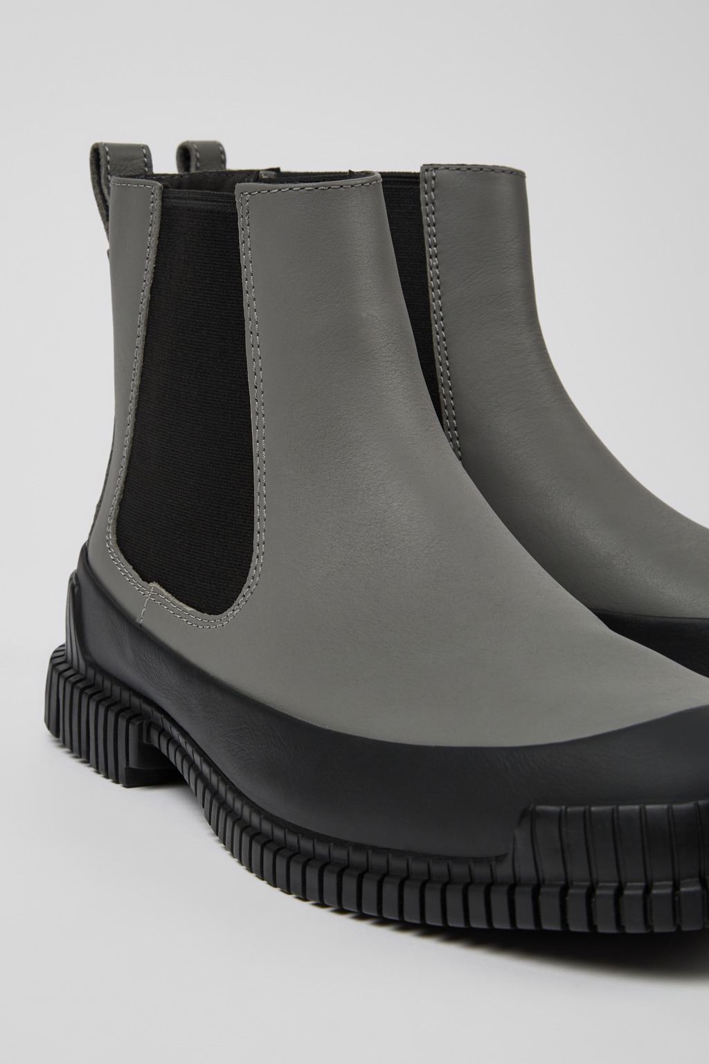 Pix Gray and black leather Chelsea boots for men