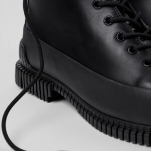 Pix Black Leather Mid Boots for Men.
