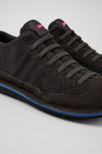Beetle Gray Textile and Nubuck Leather Ankle Boots for Men.