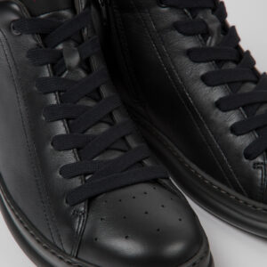 Runner Black Leather Ankle Boots for Men.