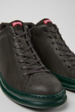 Runner Gray Leather Ankle Boots for Men.