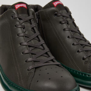 Runner Gray Leather Ankle Boots for Men.