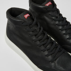 Runner K21 Black Leather Ankle Boots for Men.