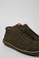Beetle Green Textile and Nubuck Ankle Boots for Men.