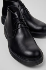 Dean Black Leather Ankle Boots for Men.