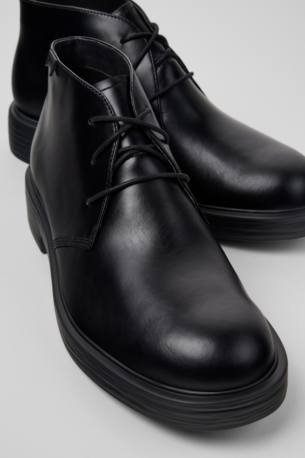 Dean Black Leather Ankle Boots for Men.