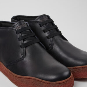 Peu Terreno Black Leather Ankle Boots for Men.