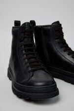 Brutus+ Black Leather Mid Boots for Men.