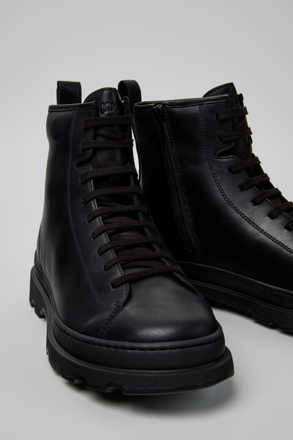 Brutus+ Black Leather Mid Boots for Men.