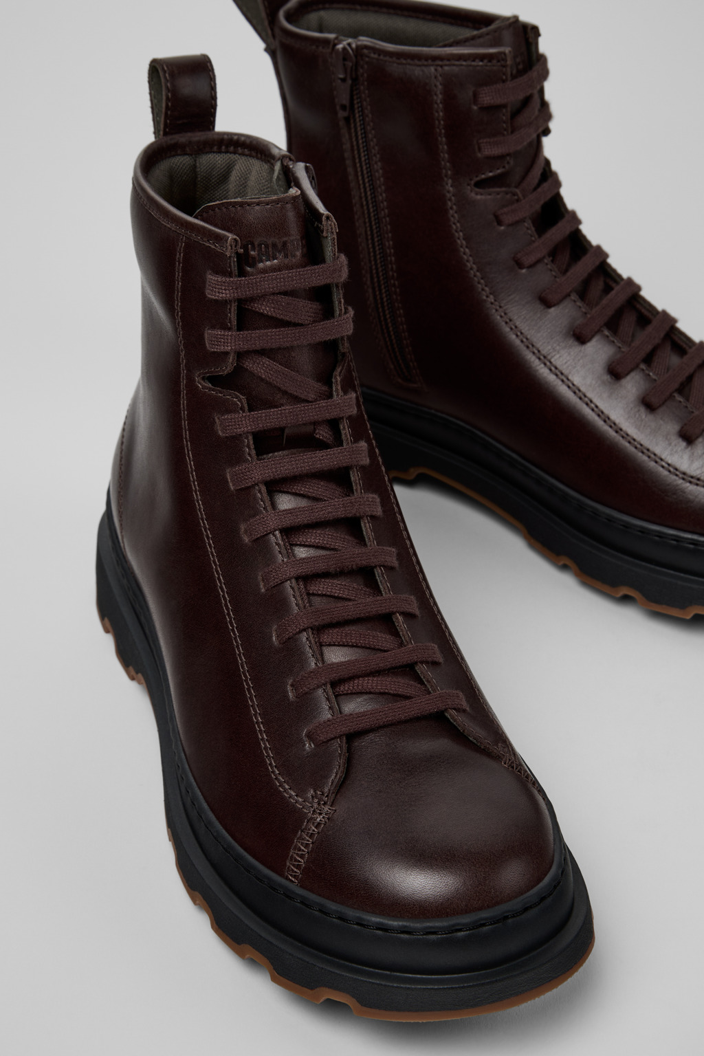 Brutus+ Brown Leather Mid Boots for Men.