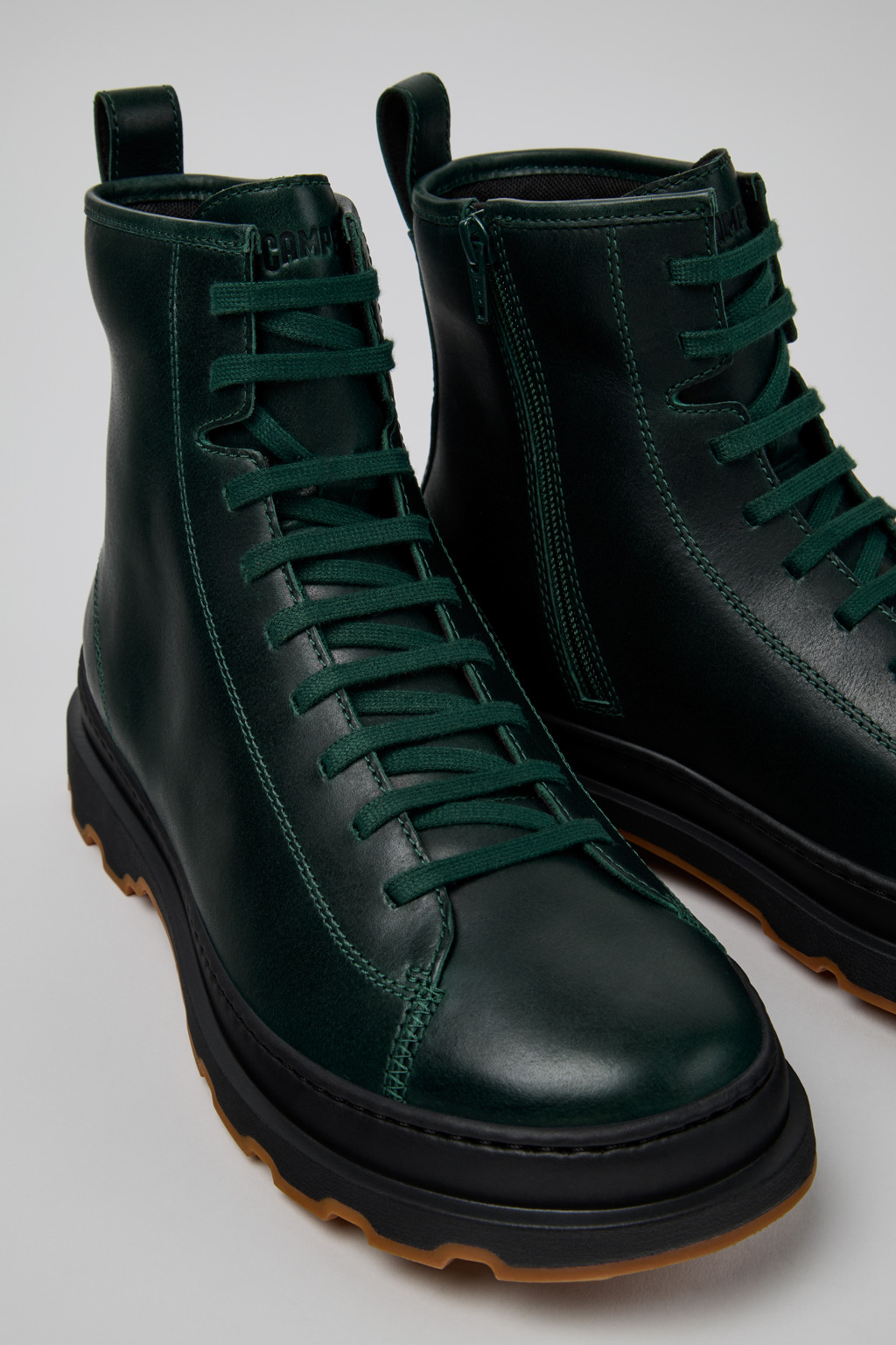 Brutus+ Green Leather Mid Boots for Men.